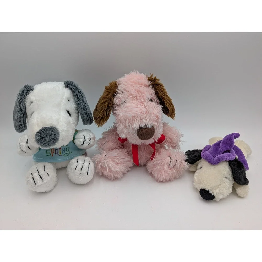 Peanuts Snoopy Plush Lot 3 White Pink Halloween Witch Spring Hallmark Cedar Fair